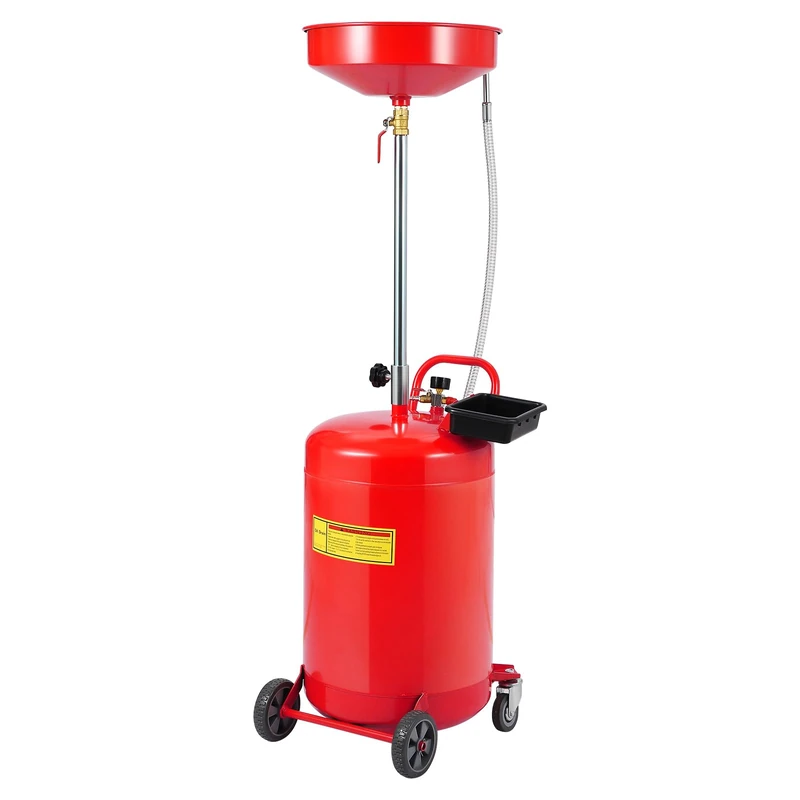 Garvee 20 Gallon Waste Oil Drain Tank, Air Operated Pneumatic Oil Drainer with 15" Funnel, Portable Oil Collection Container, Adjustable Height 38"-65", 360° Swivel Wheels & Toolbox for Garage
