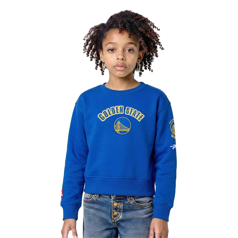 Pro Standard Big Girls NBA Golden State Warriors Classic Essentials Crewneck Sweatshirt Royal Blue M