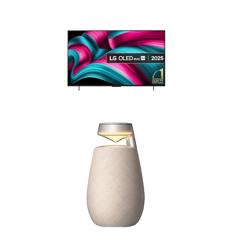 LG OLED42C55LA 42-Inch OLEDevo AI 4K UHD Smart TV bundle with X02 Portable Bluetooth Multi-Directional Speaker, 15H Battery Life, IP55 Waterproof