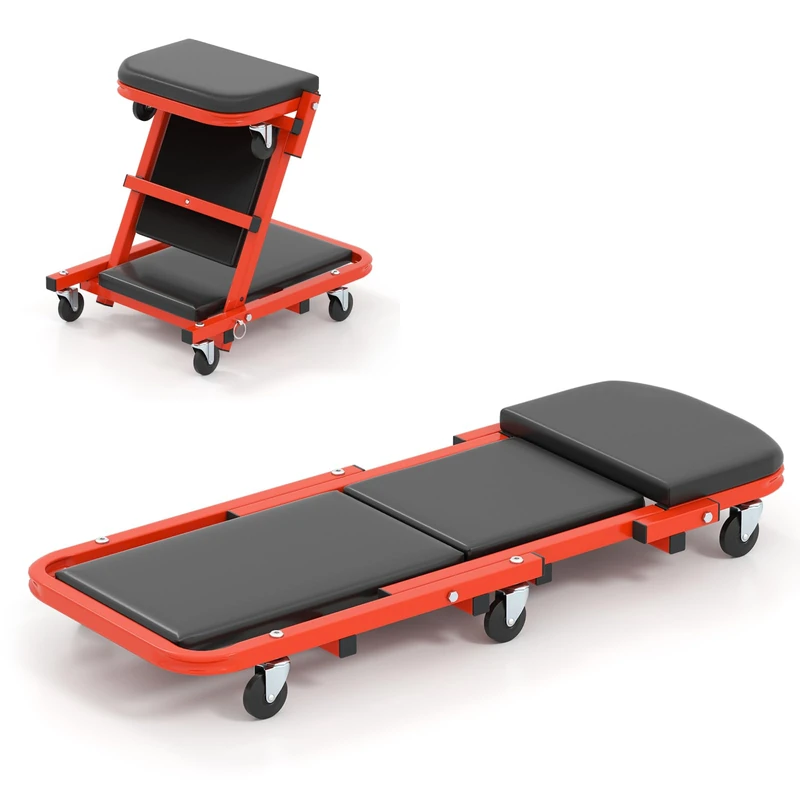 HOMFME 2-in-1 Folding Garage Roller Seat, Heavy Duty Convertible Auto Stool