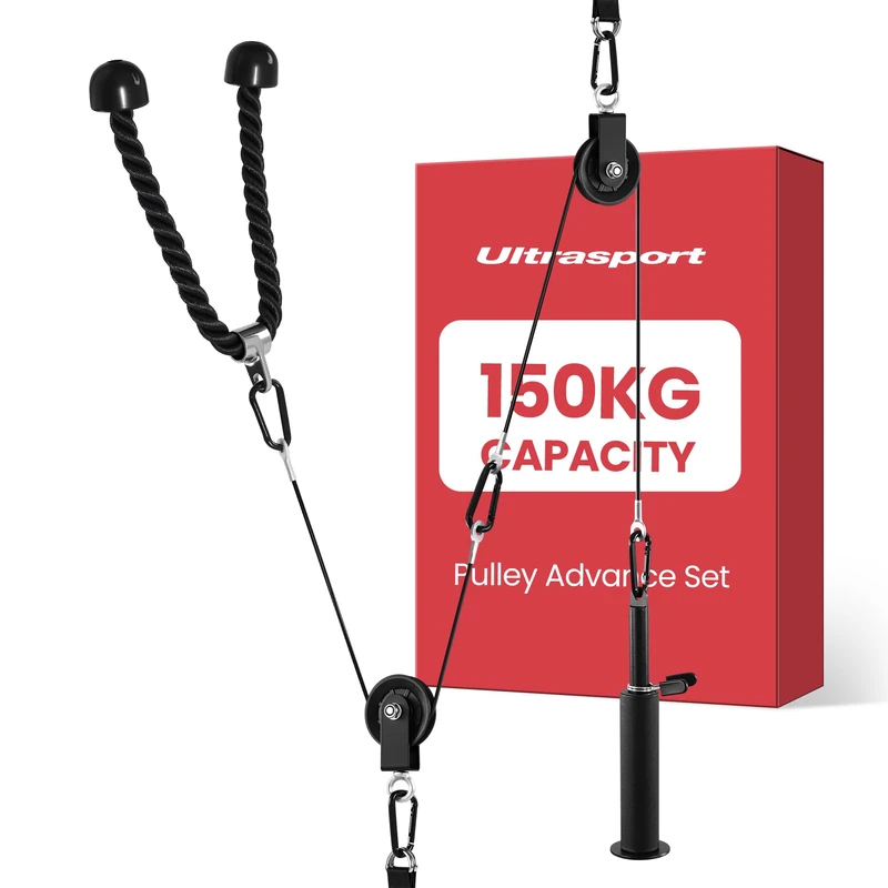 Ultrasport Cable Pulley System Home Gym for Triceps and Lat Pull Down, Arm and Back I Cable Machine with 12 Components for Smart Workouts (Pro)