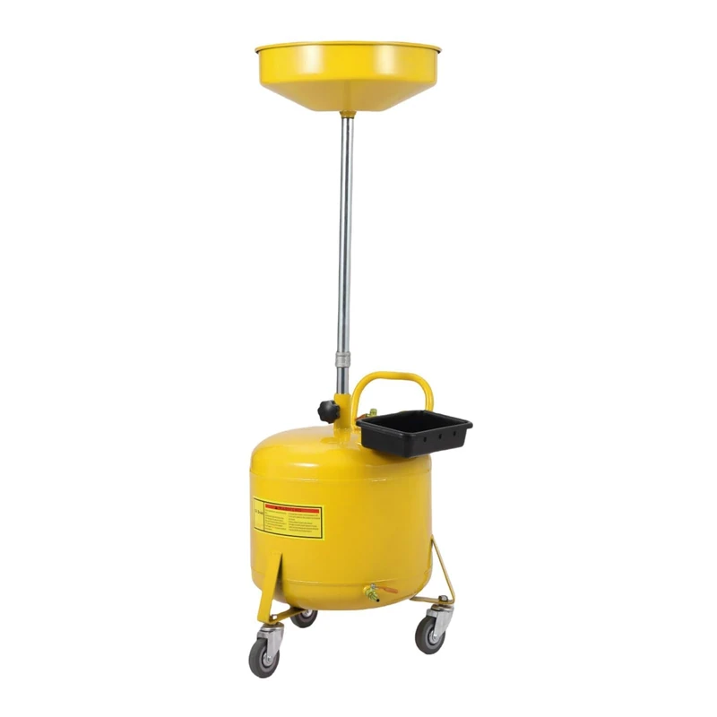 8 Gallon Waste Oil Drain Tank, Air Operated Pneumatic Oil Drainer with 15" Funnel, Portable Oil Collection Container, Adjustable Height 28"-62", 360° Swivel Wheels & Toolbox for Garage & Auto Repair