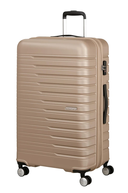 American Tourister Flashline - Hard Case Large (78 cm), Expandable, Travel Case with 4 Wheels, TSA Lock, 100/109 L, Ivory Gold