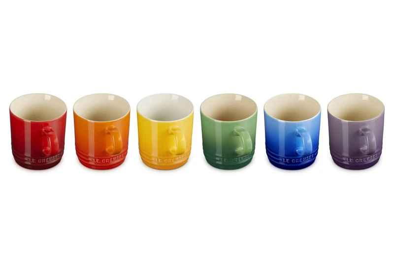 LE CREUSET Stoneware Rainbow Set of 6 Coffee Mugs