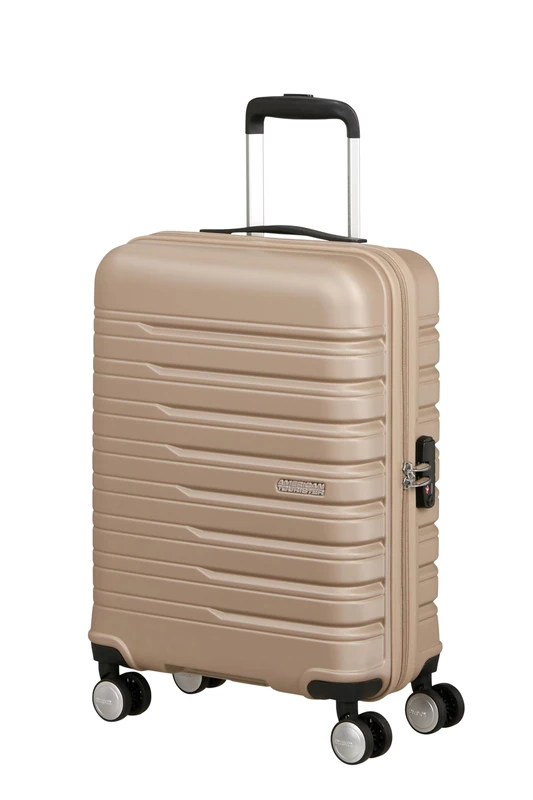 American Tourister Flashline - Hard case Hand Luggage 55 x 40 x 20 cm - Cabin Trolley for Ryanair & Most Airlines, 34 L, Ivory Gold