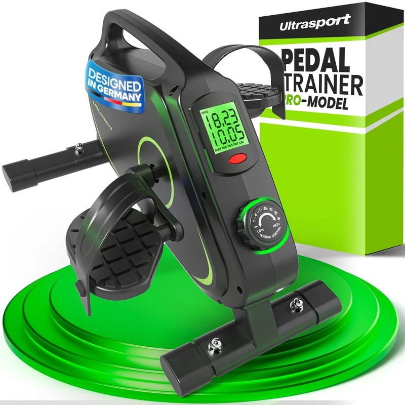 Ultrasport Pedalboard Arm and Legs with LCD Display, Non-Slip Mat and Fixing Strap I Mini Exercise Bike, Desk Pedalboard