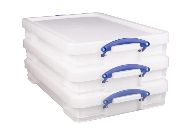 Really Useful Plastic Storage Box 20 Litre White Strong Pack Of 3