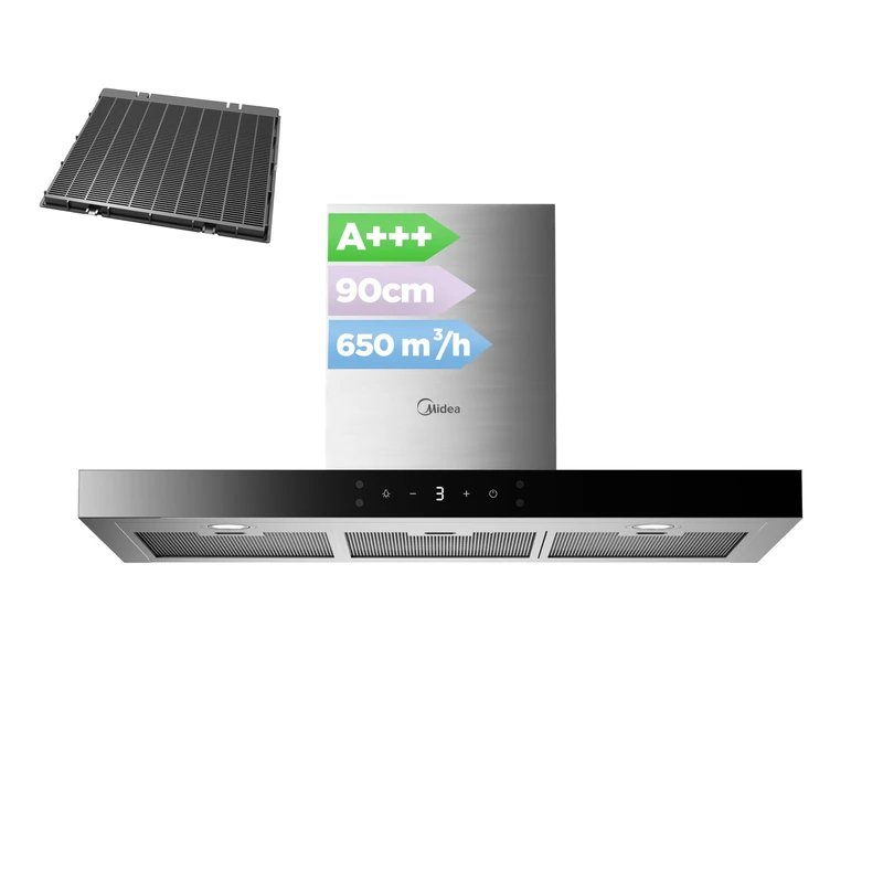 Midea MH90M21ET33SG-UK 90cm Chimney Cooker Hood - Stainless Steel