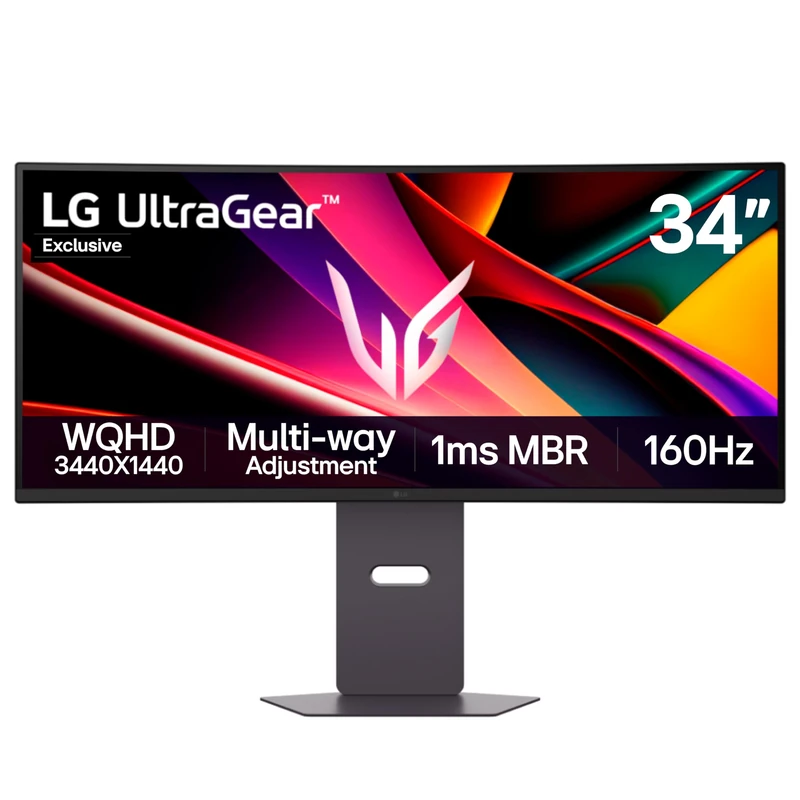 LG UltraGear G6 Gaming Monitor 34G60ZA-B (Excl.), Curved UWQHD 1440p VA, 34 inch, 160Hz, 5ms GtG, 1ms MBR, Speakers, Multi Adjustable display, HDMI, DP, Black