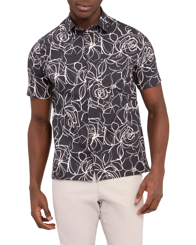 Ted Baker London FREDSHP-SS LINE Floral Print Shirt, Navy