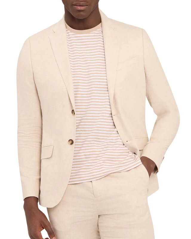 Ted Baker London DAMASKJ-Slim Cotton Linen Blazer, Natural