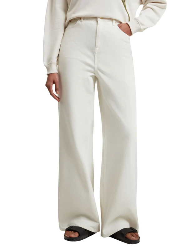Ted Baker London BOSSIA-High Waisted Wide Leg Jeans, Ecru