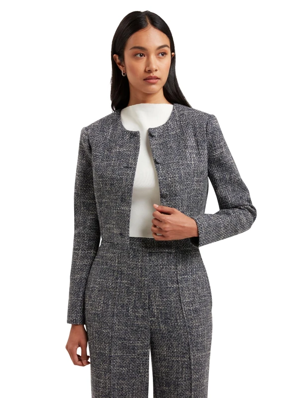 Ted Baker London sumi-Cropped Boucle Fitted Jacket, Navy