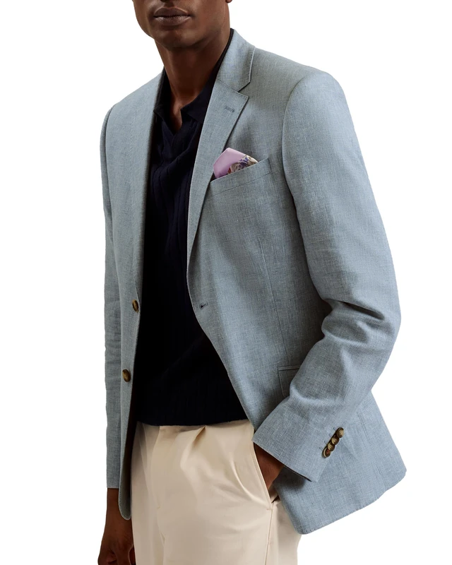 DAMASKJ-Slim Cotton Linen Blazer - Image 1