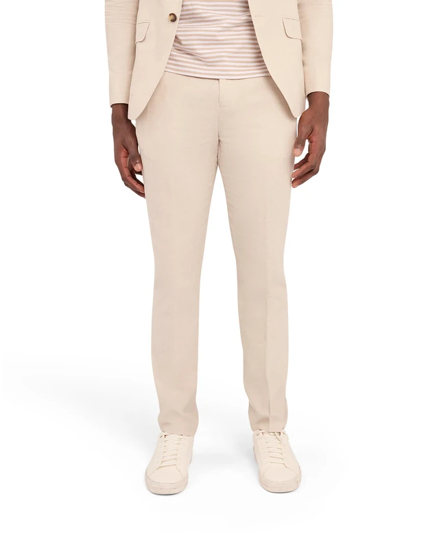 Ted Baker London DAMASKT-Slim Cotton Linen Trouser, Natural