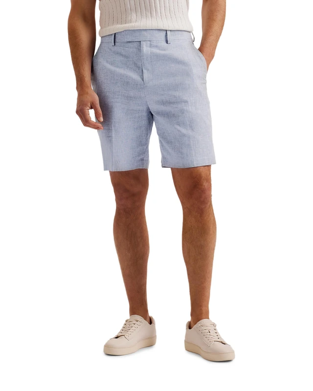 Ted Baker London damasks-Slim Cotton Linen Short, lt-Blue - Image 1