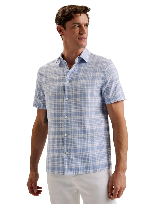 Ted Baker London olivere-ss Relaxed fit Block Check Shirt, Blue