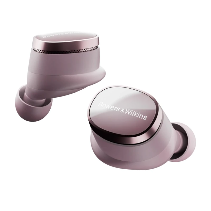 Bowers & Wilkins Pi8 True Wireless Noise Cancelling Earbuds with Bluetooth aptX, 24-bit Wireless Connection, Audio Retransmission, and 6 Built-in Microphones – Pale Mauve