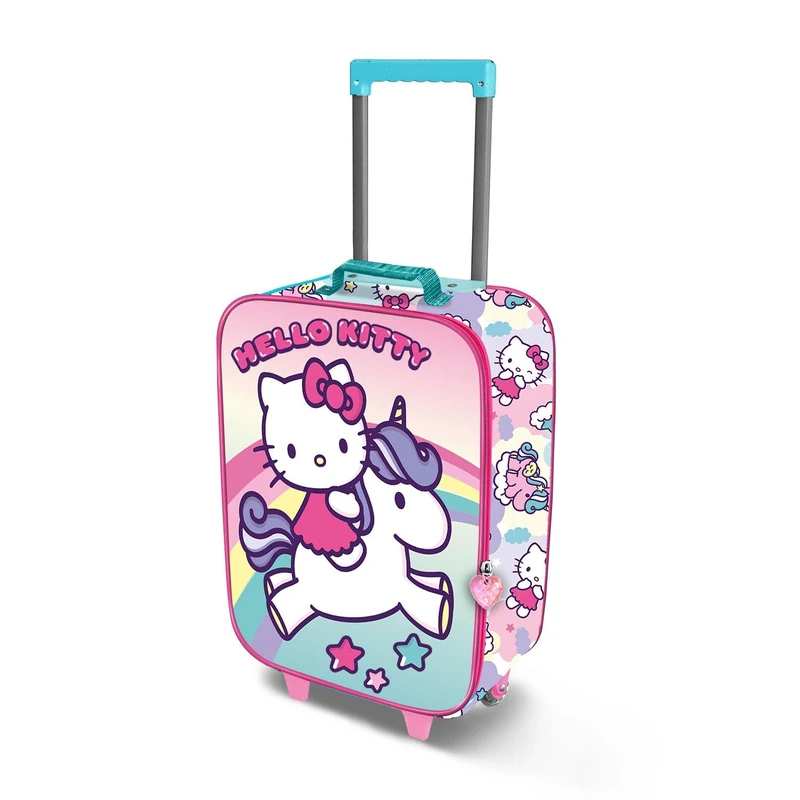 Hello Kitty Unicorn-Soft 3D Trolley Suitcase, Pink, 17 x 33 x 52 cm, Capacity 26 L