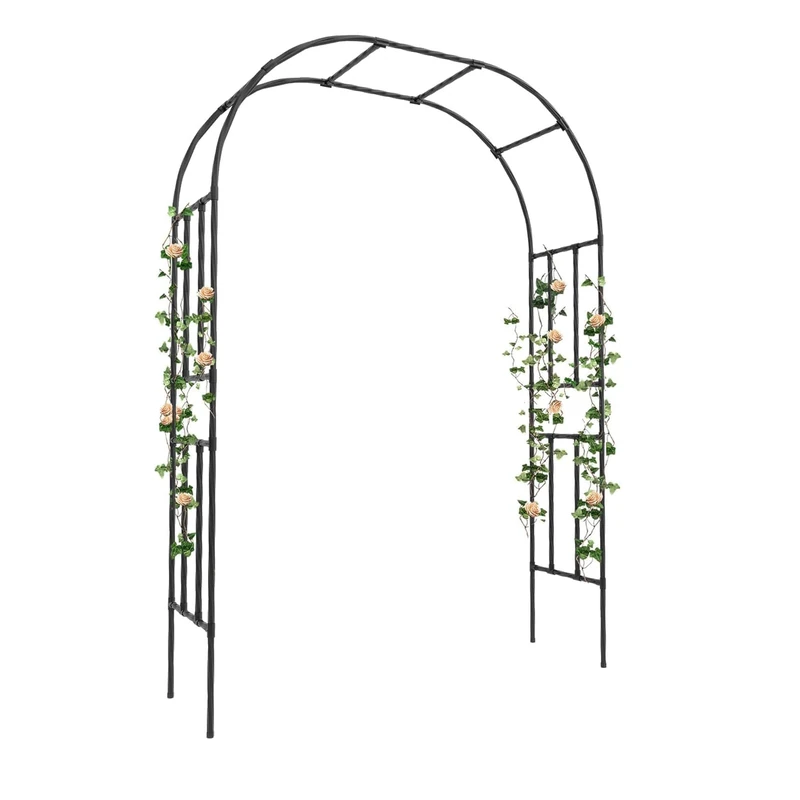 GarveeHome Metal Rose Arch 225 x 50 x 267 cm Sturdy Garden Arch as Trellis Pergola for Roses Climbing Plants, Ideal for Garden Wedding Party Decoration