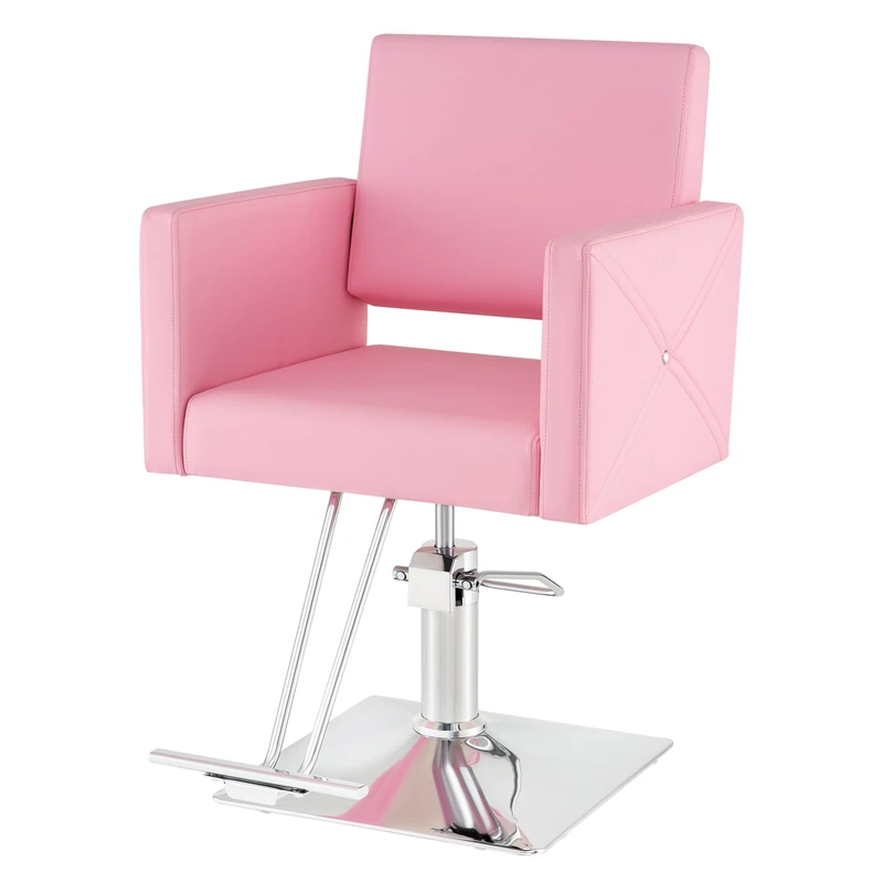 RELAX4LIFE Adjustable Barber Chair, 360 °Swivel Professional Salon Chair with Footrest, Beauty Hydraulic Shaving Styling Hairdresser's Chair for Beauty Spa & Barbershop (Pink)
