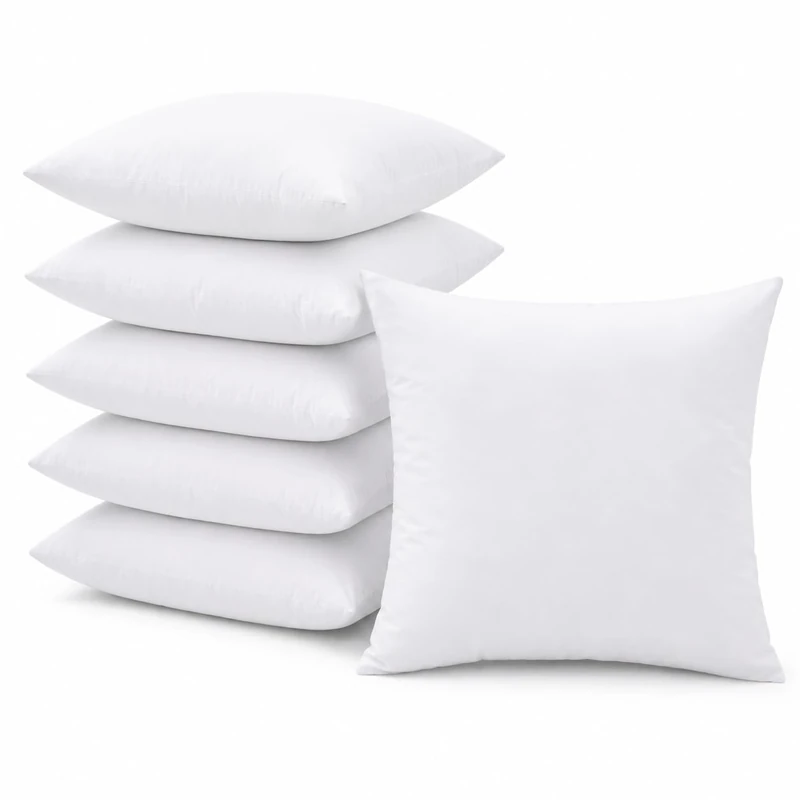 Fabornus 18 x 18 Inch Throw Pillow Inserts – Set of 6 Square Cushions with Polyester Fill for Decorative Pillow Covers