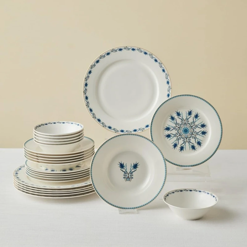 Karaca Forever Bone China Iznik 24-Piece Dinner Set, 6 People, Multi-Colour