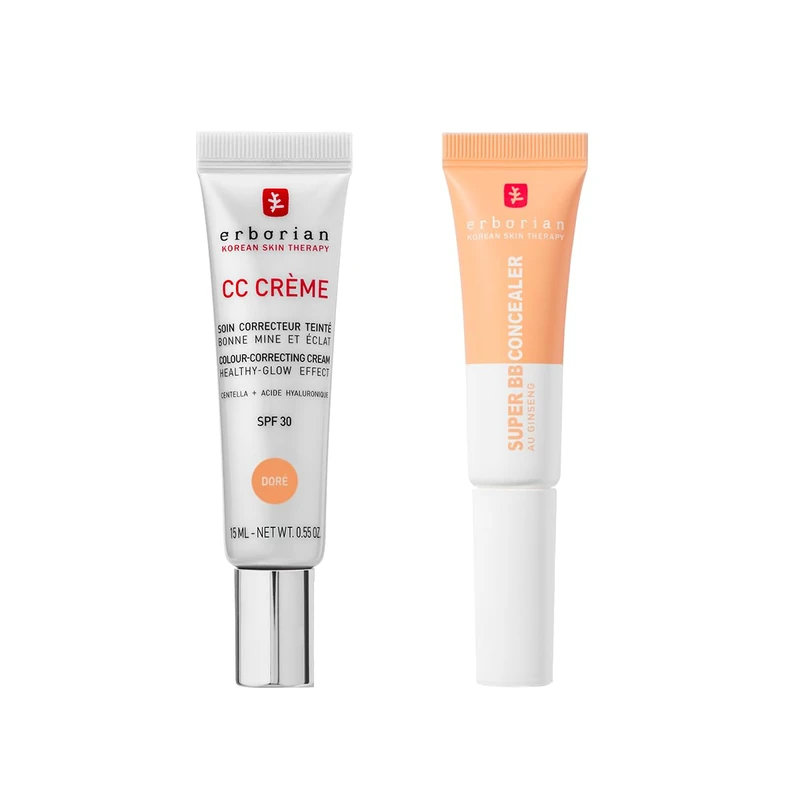 Erborian - CC Cream with Centella Asiatica Doré 15 ml - Color Correcting Cream + Super BB Concealer Doré 10 ml - High-Coverage Treatment Concealer Enriched - Image 1