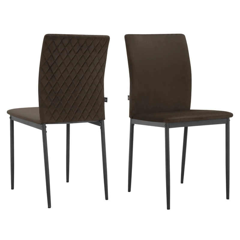 Pavia Dining Chair in Velvet Mink 2 Pack, 44 x 51 x 88cm, (W x D x H)