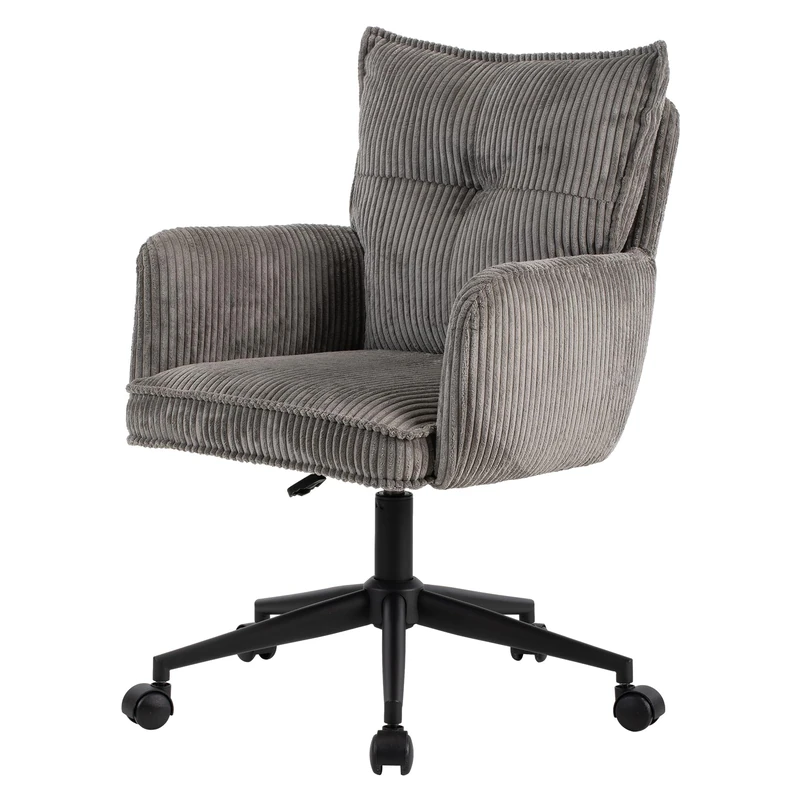Harbour Office Chair Grey Corduroy, 59 x 63 x 89/97cm (W x D x H)