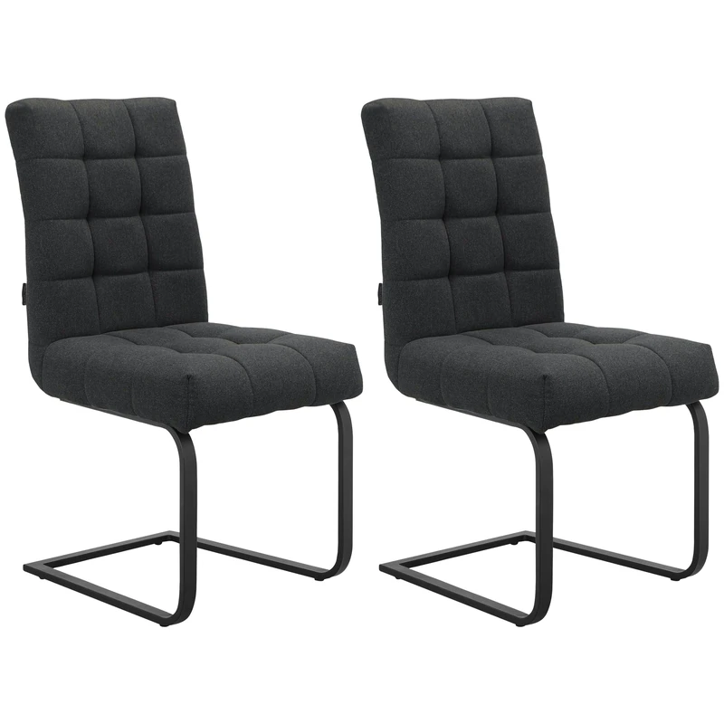 Terza Dining chair set of 2 in fabric black, 47 x 59 x 95cm (W x D x H) - Image 1
