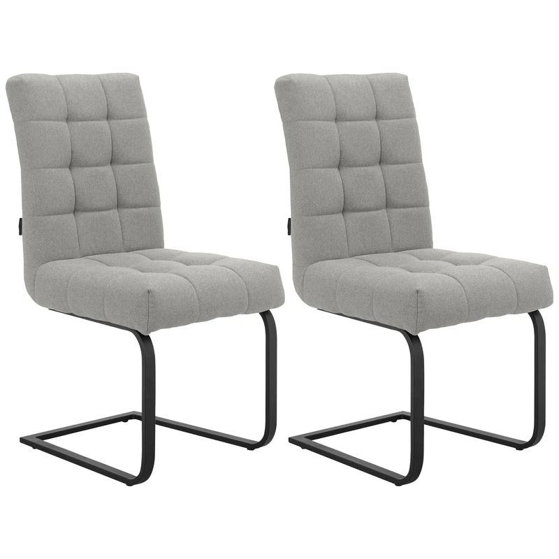 Terza Dining chair set of 2 in fabric light grey, 47 x 59 x 95cm (W x D x H)