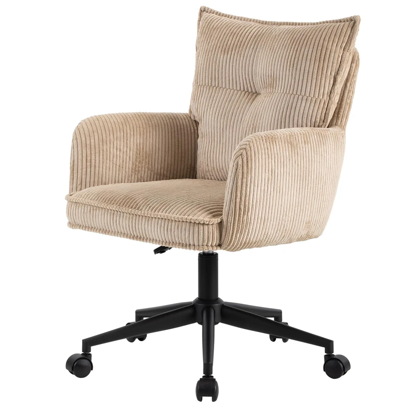Harbour Office Chair Cream Corduroy, 59 x 63 x 89/97cm (W x D x H) - Image 1