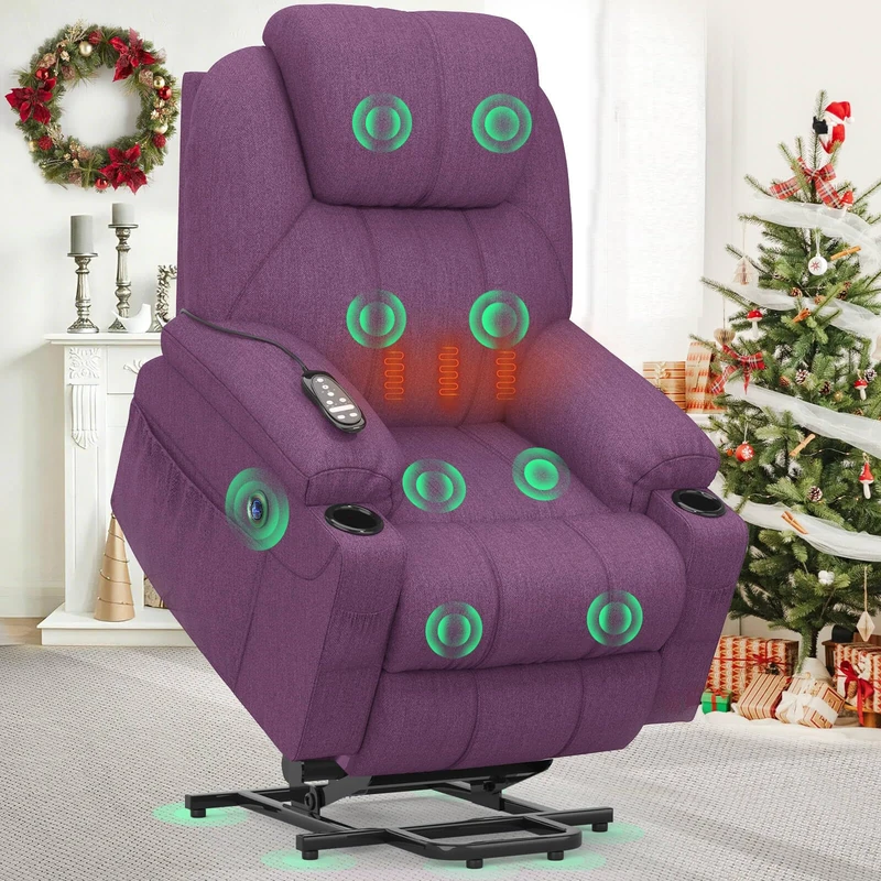 YONISEE Lift chairs recliners for elderly,Recliner Chair with Massage and Heat, Extended Footrest, Heavy Duty Motor Large Recliners for Living Room USB Port, Cup holders, 2 Side Pockets