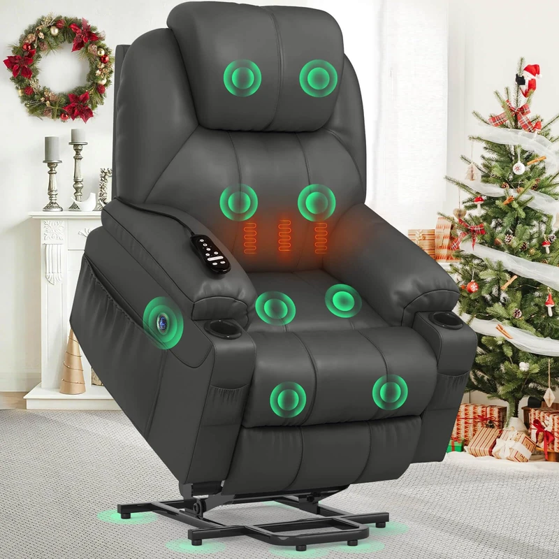YONISEE Lift chairs recliners for elderly,Recliner Chair with Massage and Heat, Extended Footrest, Heavy Duty Motor Large Recliners for Living Room USB Port, Cup holders, 2 Side Pockets