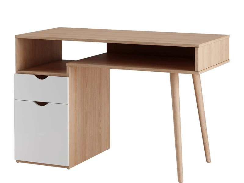 Scandi Desk with 1 drawer 1 door in White Grey Oak