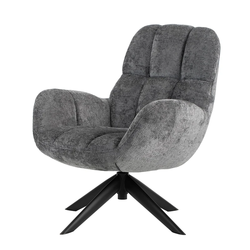Glenfield armchair with Swivel Function Grey Chenille, 72 x 81 x 89cm (W x D x H) - Image 1