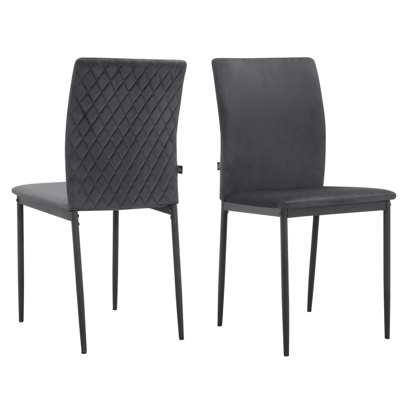 Pavia Dining Chair in Velvet Anthracite 2 Pack, 44 x 51 x 88cm (W x D x H)