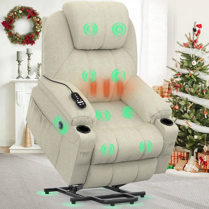 YONISEE Lift chairs recliners for elderly,Recliner Chair with Massage and Heat, Extended Footrest, Heavy Duty Motor Large Recliners for Living Room USB Port, Cup holders, 2 Side Pockets