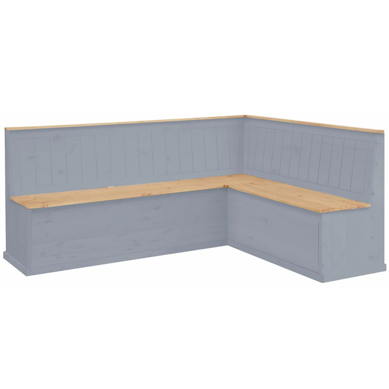 Sara cornerBench L Grey Wax. 202 x 162 x 90cm (W x D x H)