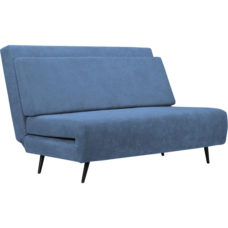 Mallory Sofa Bed in Blue Linen Look, 140 x 94 x 87cm (W x D x H)