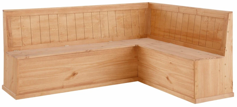Sara cornerBench L in stained wax, 202 x 162 x 90cm (W x D x H)