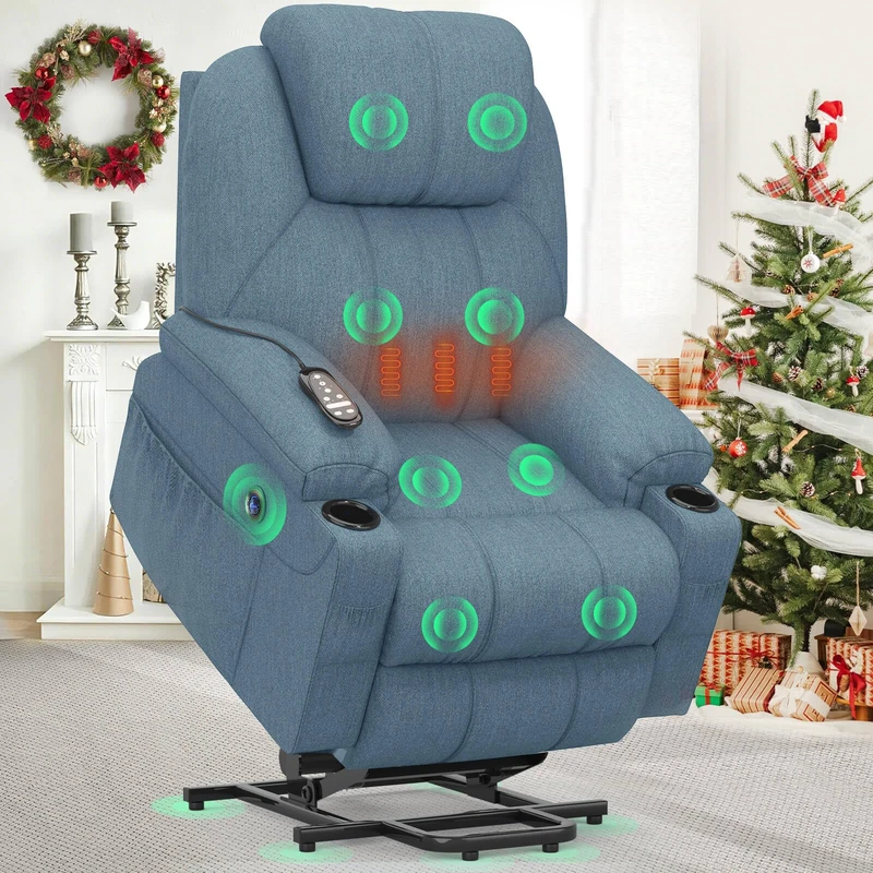 YONISEE Lift chairs recliners for elderly,Recliner Chair with Massage and Heat, Extended Footrest, Heavy Duty Motor Large Recliners for Living Room USB Port, Cup holders, 2 Side Pockets