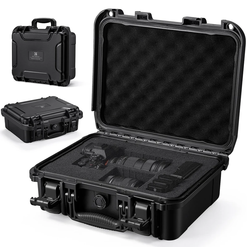 K&F CONCEPT Waterproof Hard Case, Portable Protective Camera Case, Customizable Foam Case Fit Use of Camera, Drones