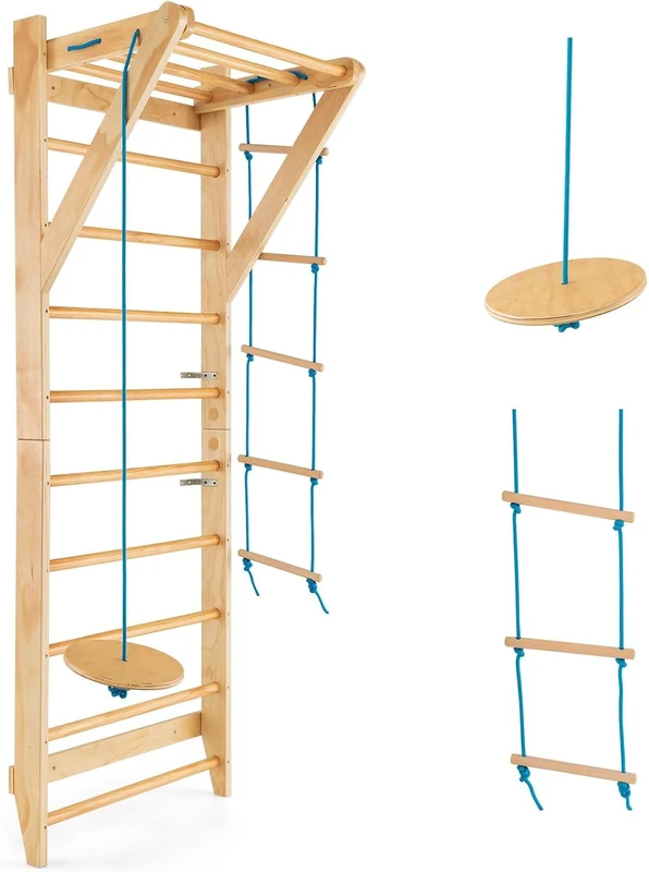 FANTASK Climbing Wall Gym Wall Wood, Indoor Outdoor Wall Bars Climbing Frame, Gym Sports Equipment, Load Capacity of 100 kg