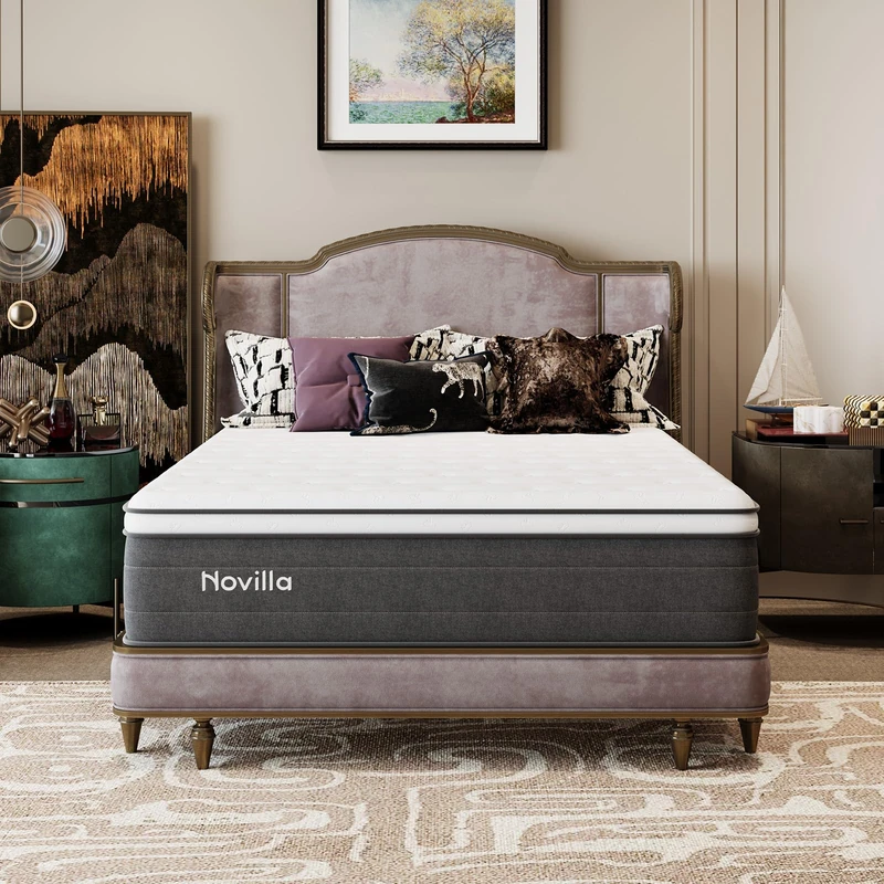 Novilla 6FT Super King Mattress 27cm – Hybrid Pocket Sprung Mattress, Medium Firm, AirFlow Wave Foam, Edge Support, Mattress in a Box (180x200cm)