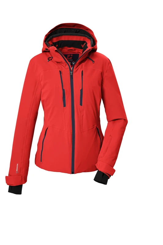 killtec KSW 116 WMN Women's Ski Jacket with Zip-Off Hood, Snow Guard and Underarm Ventilation, Red, 46, 44532-000
