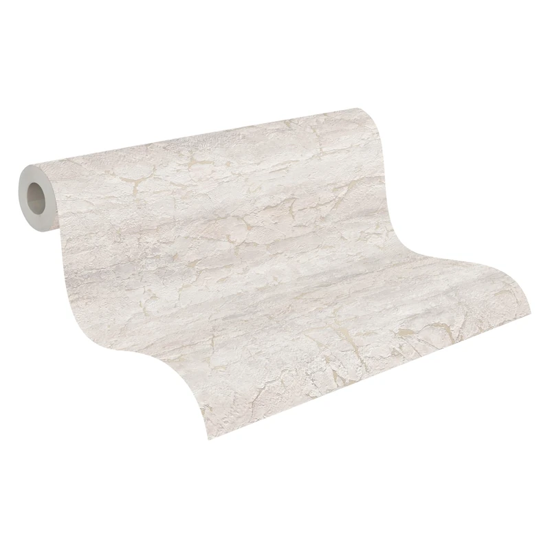 Livingwalls A.S. Création Vibes & Styles Tamika Raw Heritage Non-Woven Wallpaper - Earth Savanna Structure, Warm Browns, Vinyl Surface Stone Wallpaper Country House 10.05 m x 0.53 m, Grey/White