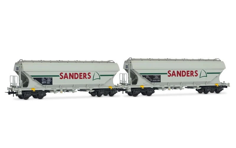 Jouef HJ6312 SNCF, 2-unit pack 4-axle flat-sided silo wagons, SANDERS, grey livery, ep. V Rolling Stock - Wagons