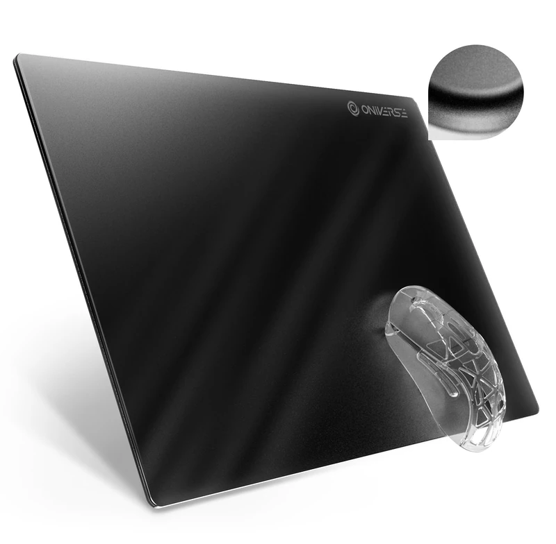 Oniverse Gaming Mouse Pad Matte Tempered Glass 35 x 25 cm - Ultra-Smooth Micro-Engraved Surface, High Precision Quick Slide, Non-Slip Base, Durable and Easy to Clean - Glasspad S Obsidian